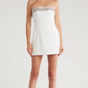 A.L.C. Strapless White embellished Mini Dress